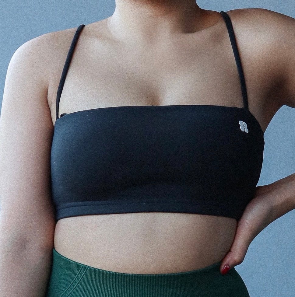 CoreFit ™ Multi Strap Bandeau Bra in Jet Black
