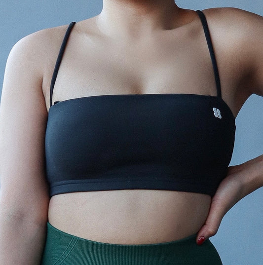 CoreFit ™ Multi Strap Bandeau Bra in Jet Black