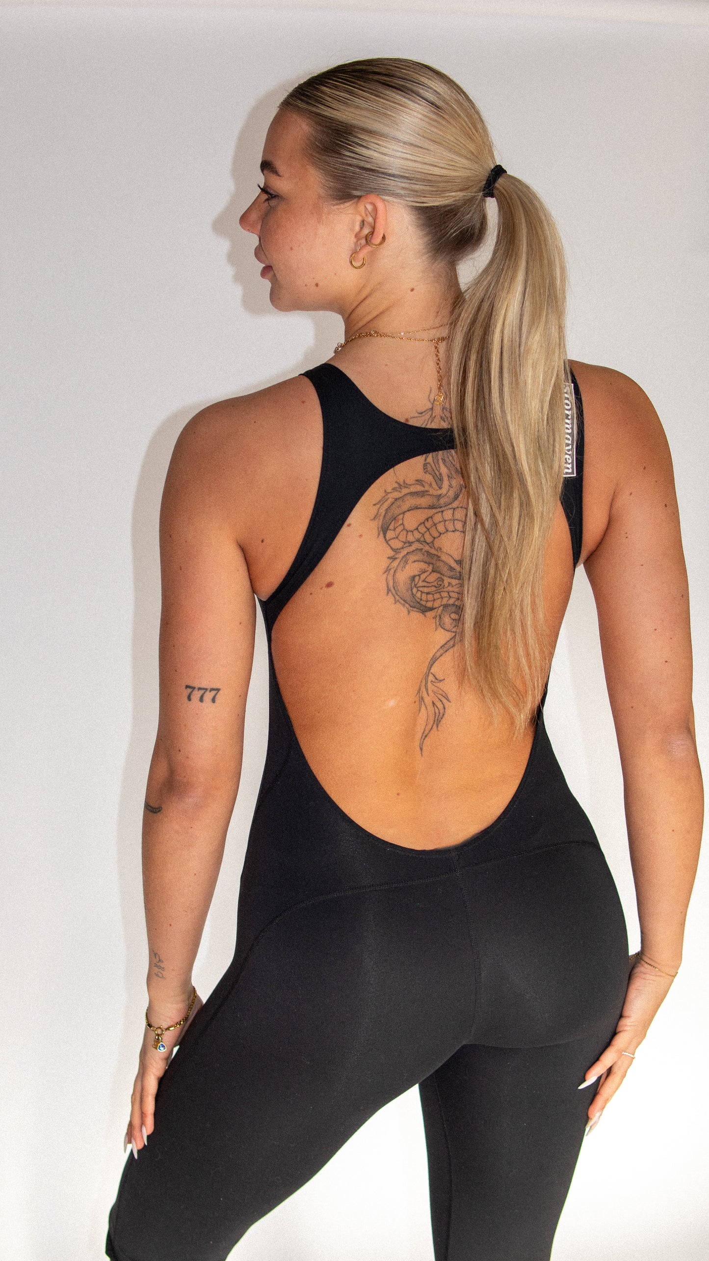 CoreFit ™ Backless Jumpsuit in Jet Black