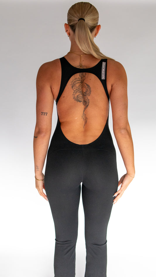 CoreFit ™ Backless Jumpsuit in Jet Black